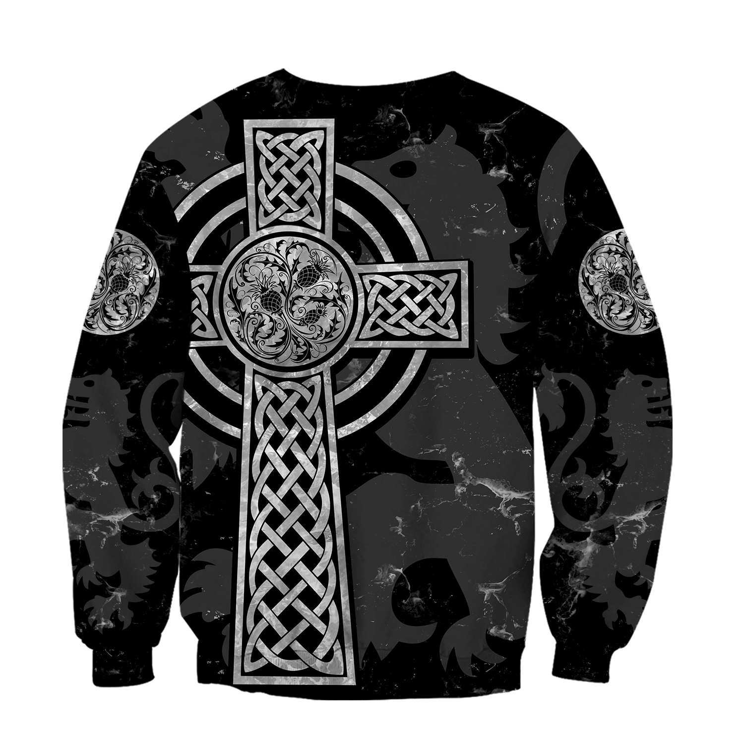 Scottish Thristle Celtic Cross grey ver3 Hoodie AZ210204 - Amaze Style™-Apparel