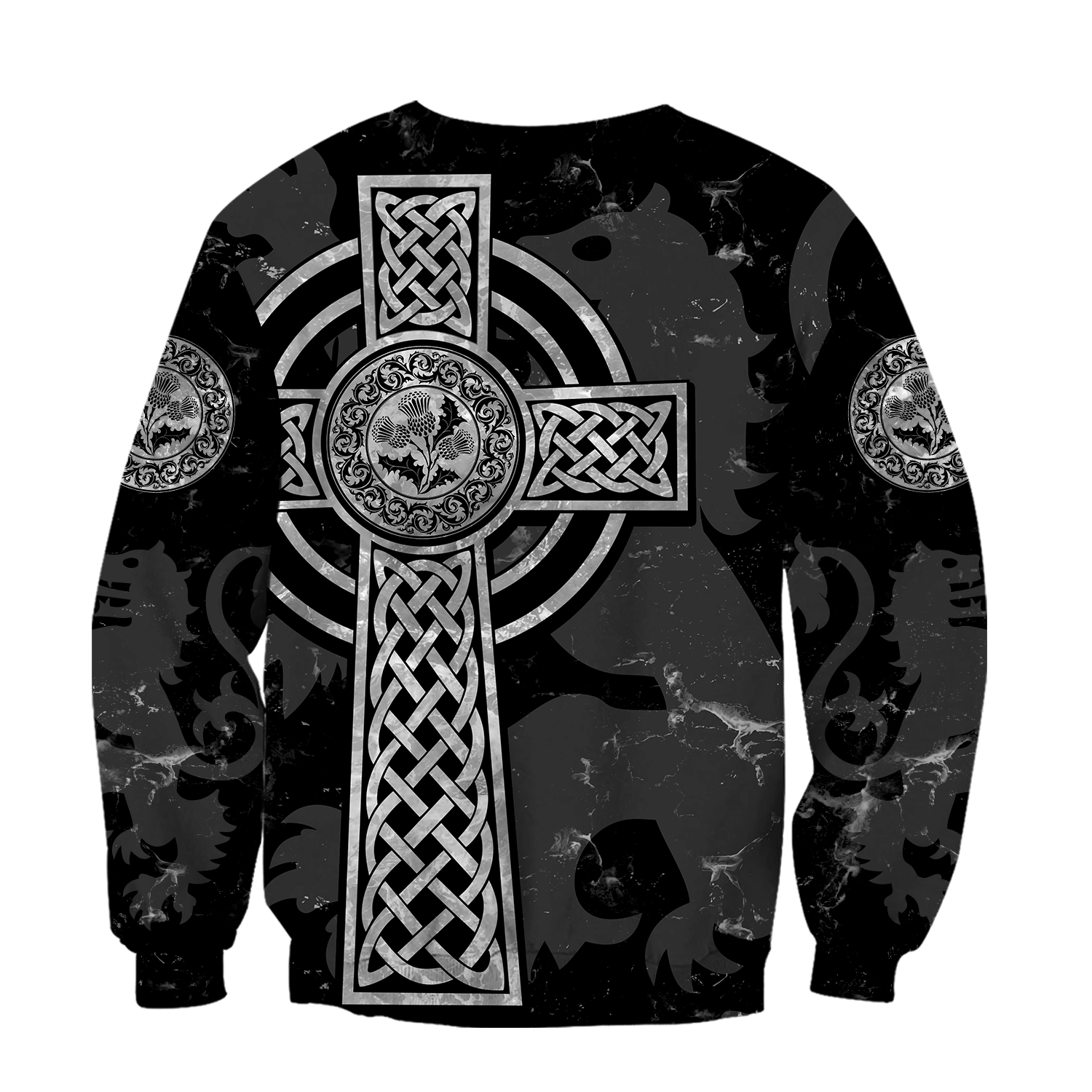 Scottish Thristle Celtic Cross grey ver1 Hoodie  AZ210202 - Amaze Style™-Apparel