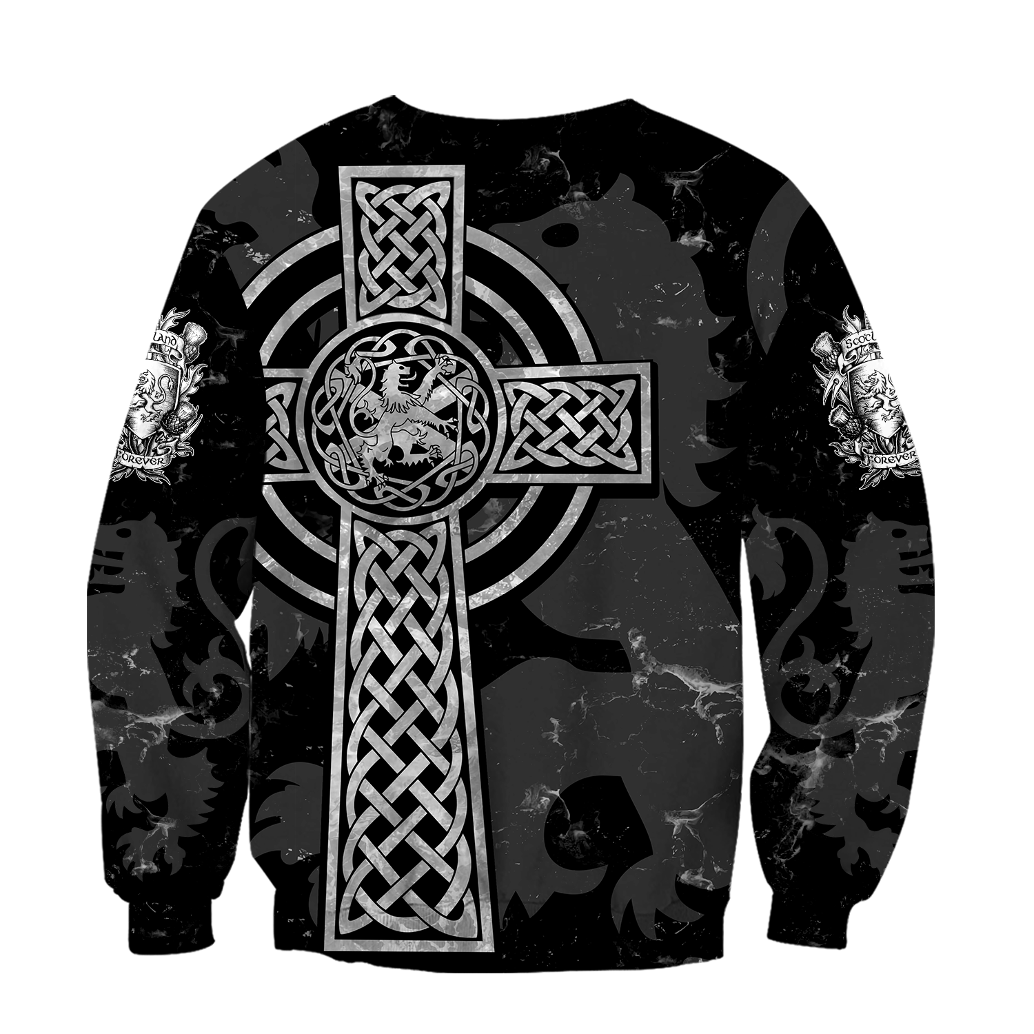 Scottish St-Andrew Lion & Thristle Celtic Cross grey ver1 Hoodie AZ210205 - Amaze Style™-Apparel