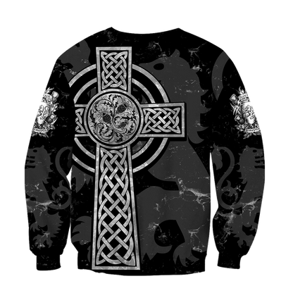 Scottish St-Andrew Thristle Celtic Cross grey ver3 Hoodie AZ210208 - Amaze Style™-Apparel