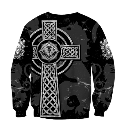 Scottish St-Andrew Thristle Celtic Cross grey ver2 Hoodie AZ210207 - Amaze Style™-Apparel