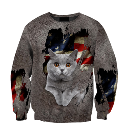 American British Shorthair cat 3D printed shirts for men and women