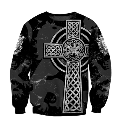 Scottish St-Andrew Lion & Thristle Celtic Cross grey ver1 Hoodie AZ210205 - Amaze Style™-Apparel