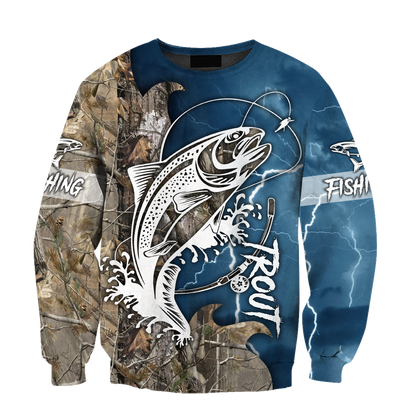 Trout Fishing Tattoo camo shirts for men and women blue color