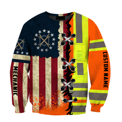 Personalized Mechanic American Flag Hoodie Shirt for Men and Women TN