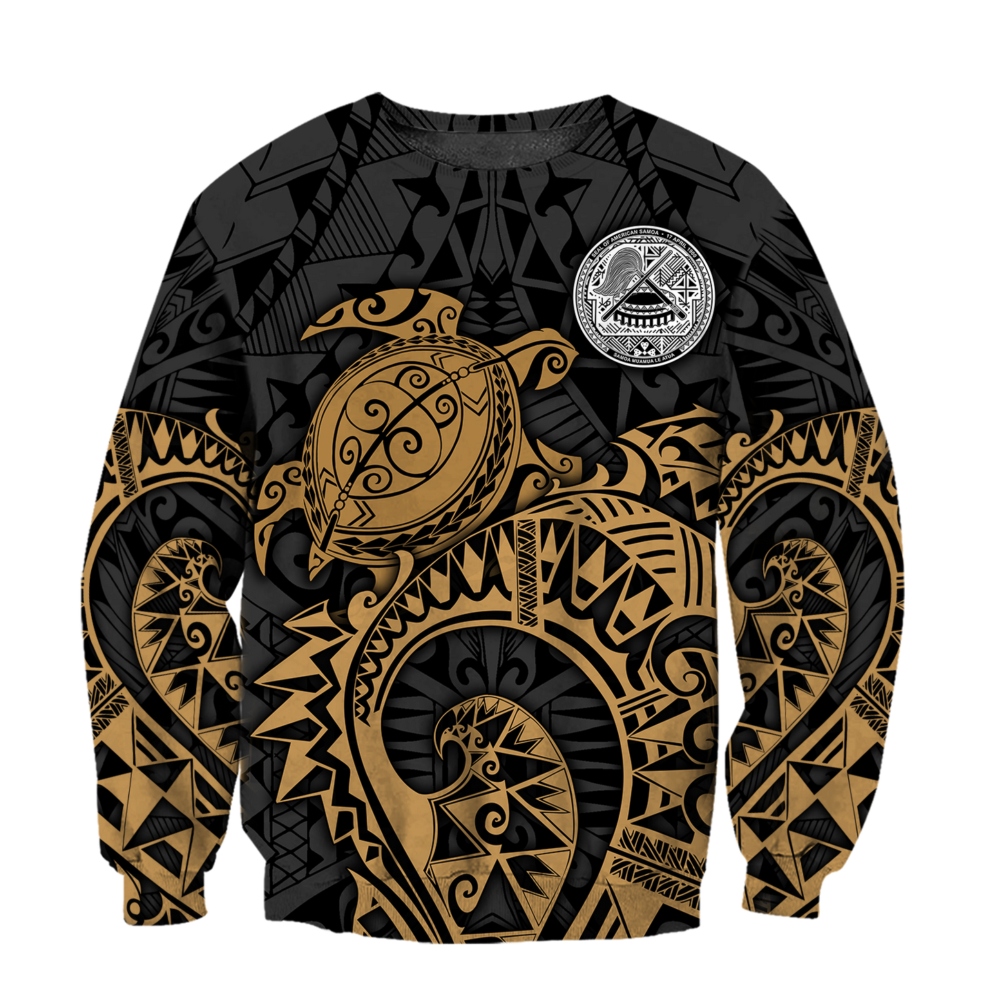 Samoa Polynesian Hoodie Gold Turtle Flowing 3d all over printed shirt and short for man and women AZ130201 PL - Amaze Style™-Apparel