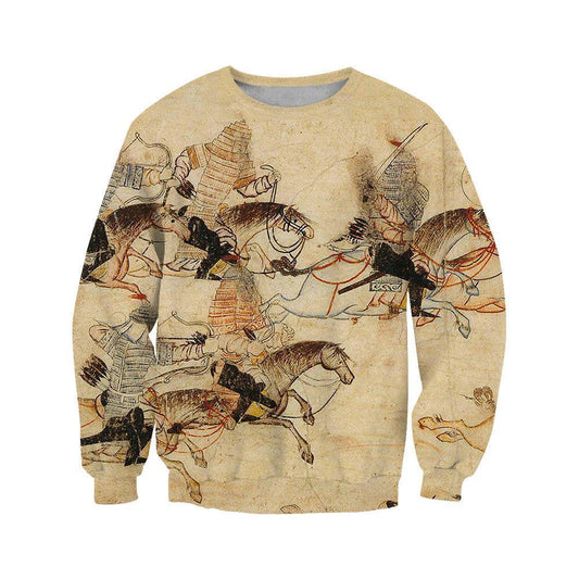 3D All Over Print Mongol Warriors Art Hoodie - Amaze Style™-Apparel