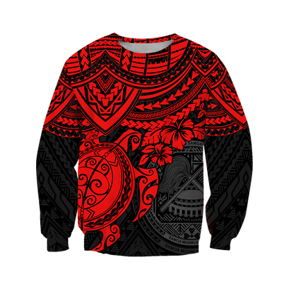 American Samoa Polynesian Hoodie Red Turtle JJ300102 PL - Amaze Style™-Apparel