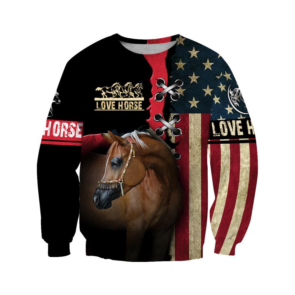 Love Horse shirt flag design Daily Fashion - Winter Set for Men and Women JJ271203 - Amaze Style™-Apparel