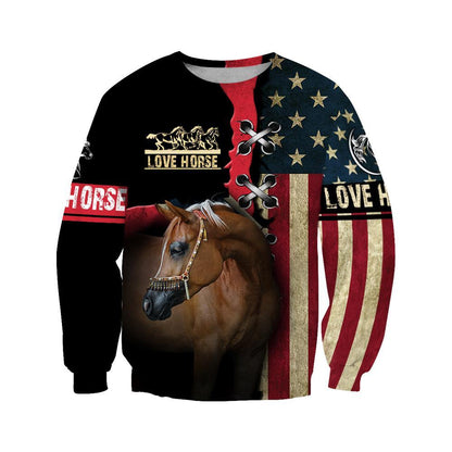 Love Horse shirt flag design Daily Fashion - Winter Set for Men and Women JJ271203 - Amaze Style™-Apparel
