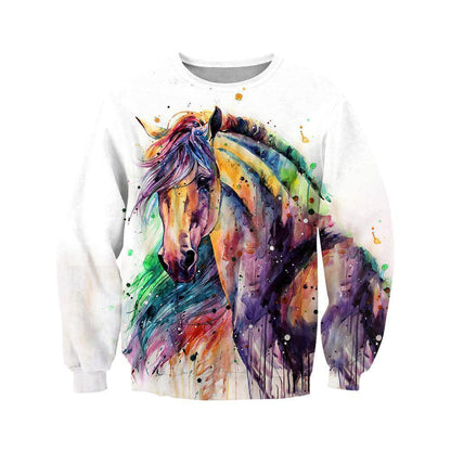 3D PRINTED HORSE T-SHIRT HOODIE - Amaze Style™-Apparel