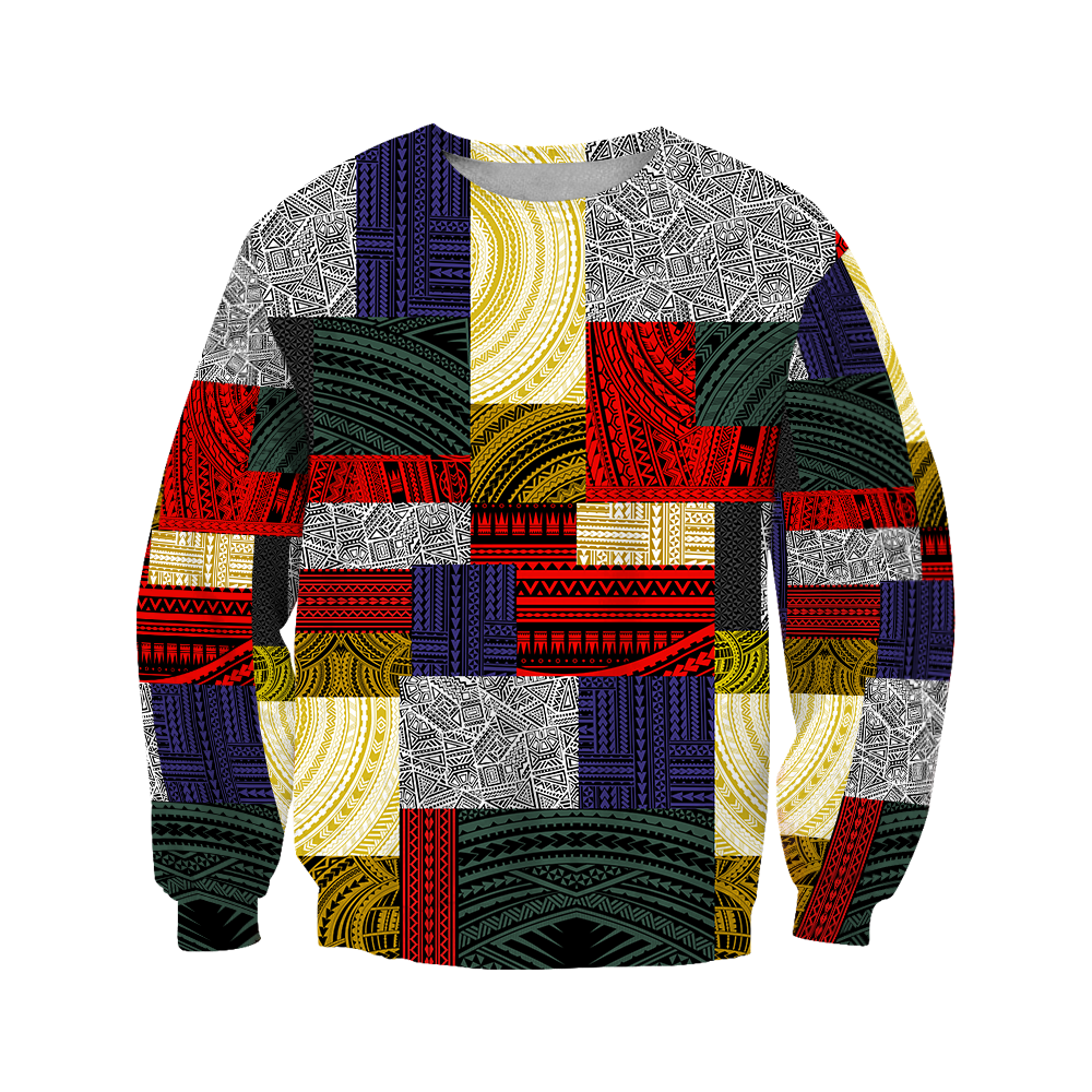 Polynesian All Over Hoodie Design Retro Patchwork JJ310101 PL - Amaze Style™-Apparel