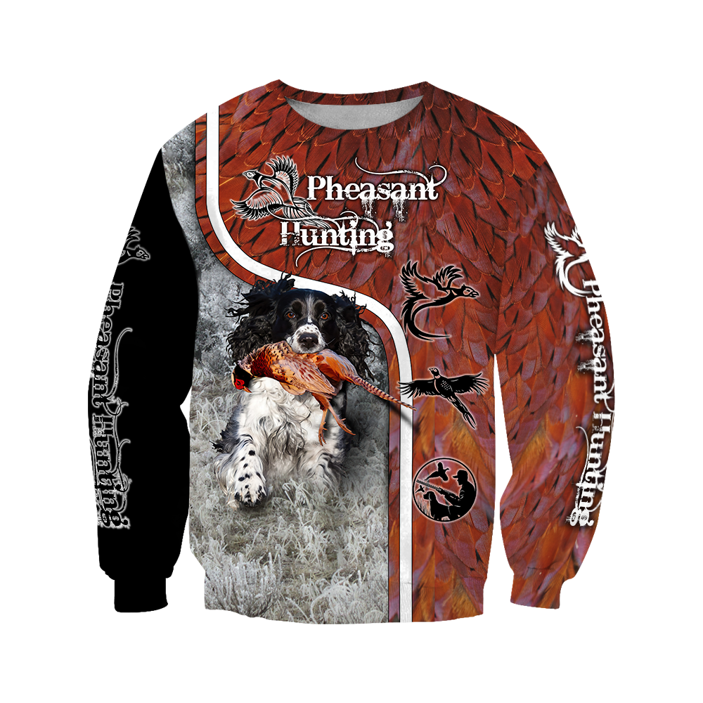 Pheasant Hunting Springer Spaniel 3D All Over Printed Shirts For Men And Women JJ180102-Apparel-MP-Sweatshirts-S-Vibe Cosy™