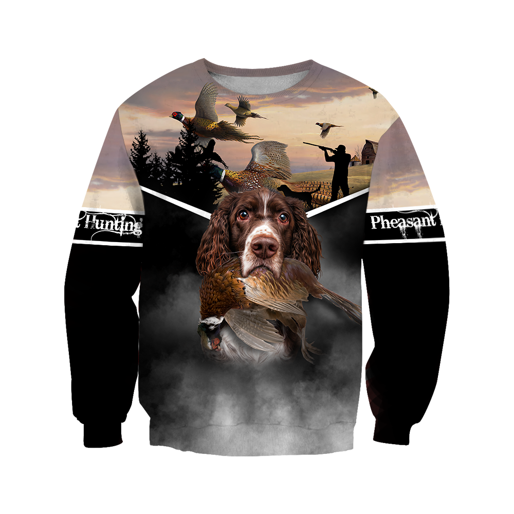 Pheasant Hunting Springer Spaniel 3D All Over Printed Shirts For Men And Women JJ180103-Apparel-MP-Sweatshirts-S-Vibe Cosy™