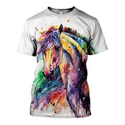 3D PRINTED HORSE T-SHIRT HOODIE - Amaze Style™-Apparel