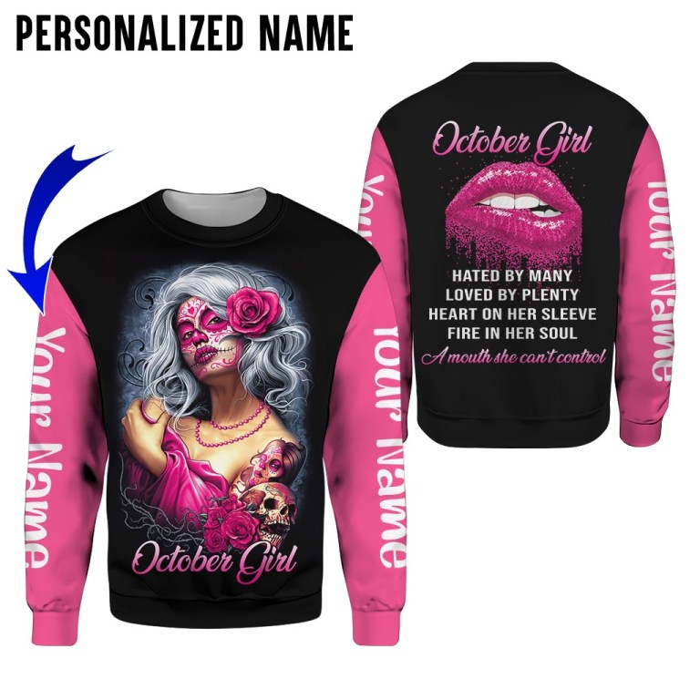Customize Name Skull Girl Hoodie For Men And Women