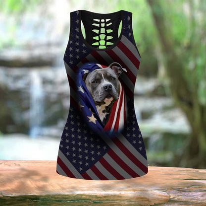 Pitbull Dog American Flag Combo Tank + Legging TA061806