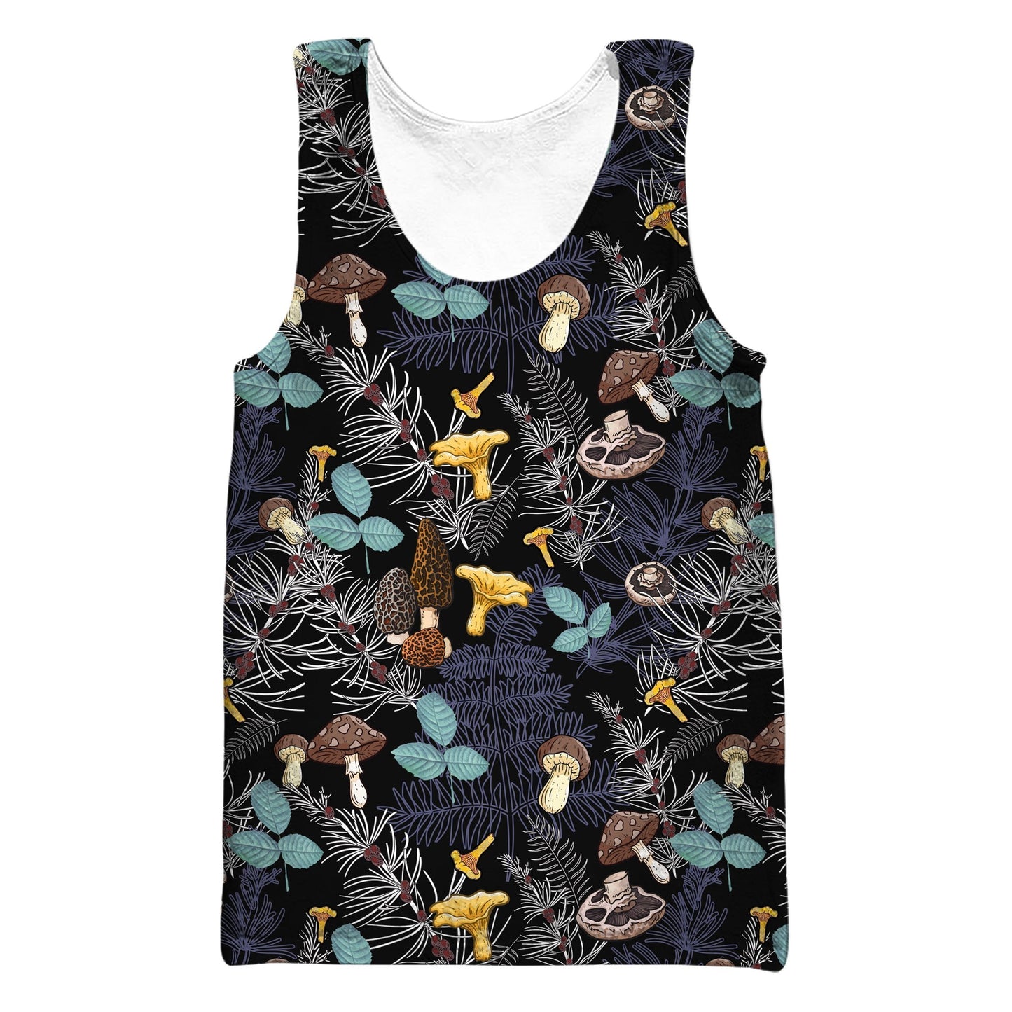 Over Print Mushrooms and leaves of forest trees Shirt DC Fashion - Amaze Style™-Apparel