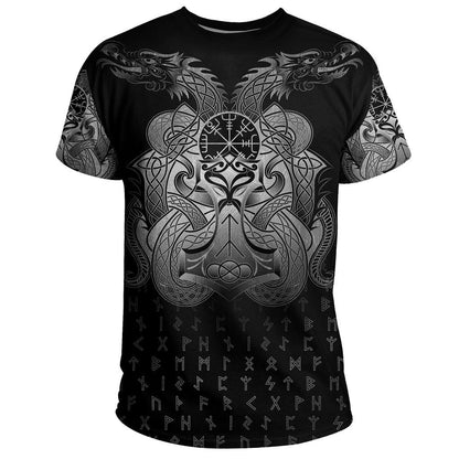 Vikings Vegvisir Mjolnir and Dragon Norse Tattoo - Amaze Style™-Apparel