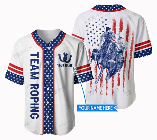 Personalized Name Rodeo Baseball Shirt Team Roping Ver 1