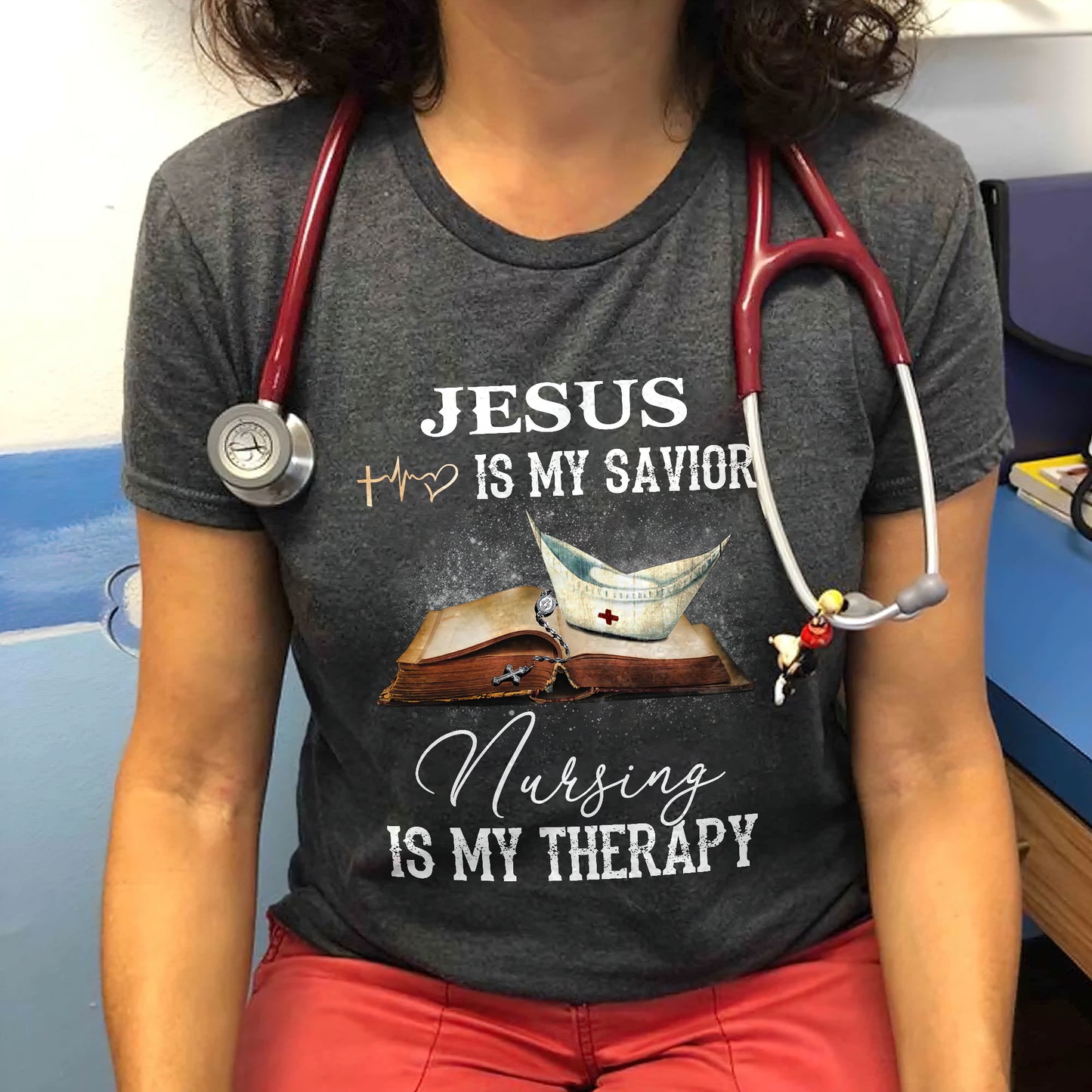 Jesus Is My Savior Nursing Is My Therapy Standard Women's T-shirt