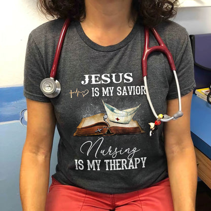 Jesus Is My Savior Nursing Is My Therapy Standard Women's T-shirt