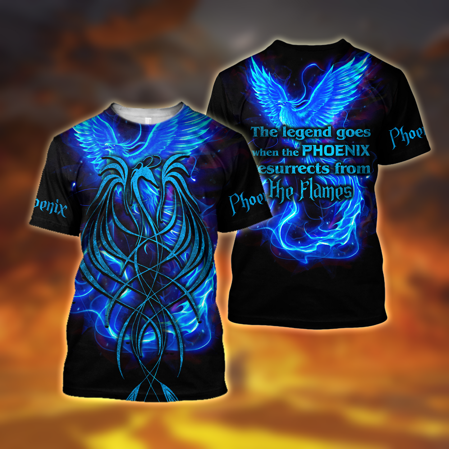Royal Blue Phoenix Tattoo 3D All Over Printed Hoodie Shirt by SUN AM250502 - Amaze Style™-Apparel