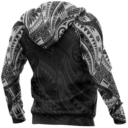 Turtle Maori Tattoo All Over Hoodie White NVD - Amaze Style™-Apparel