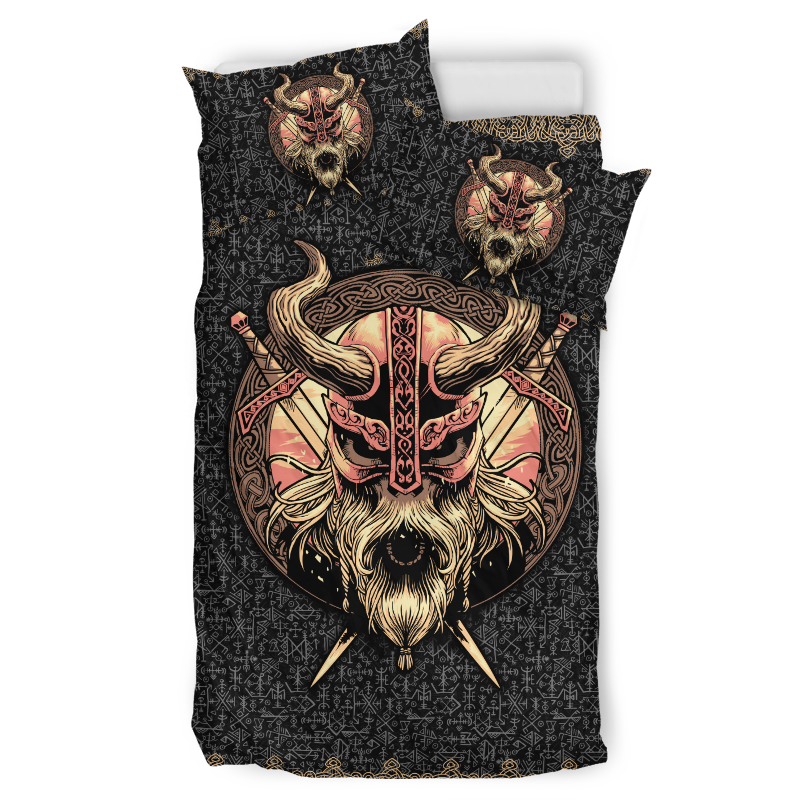 Quilt bedding set love skull viking