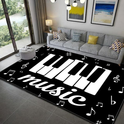 Music Notes Piano Area Rug