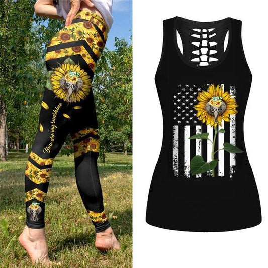 Elephant Sunflower Combo Tank + Legging TA043001 - Amaze Style™-Apparel