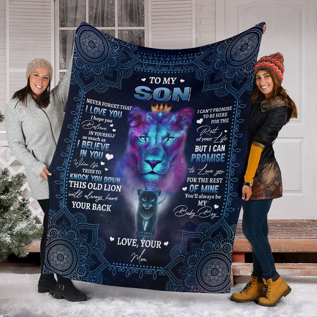 Custom Blanket Lion To My Son-Best Gift For Son-Sherpa Blanket TA