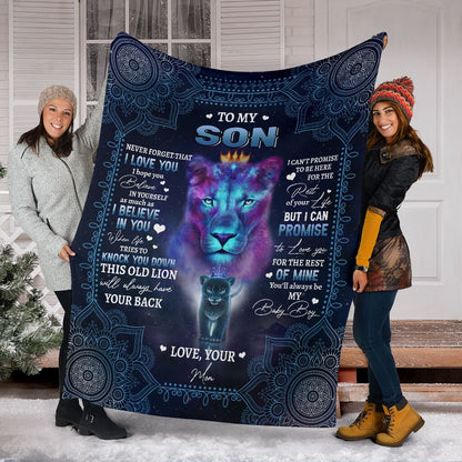 Custom Blanket Lion To My Son-Best Gift For Son-Sherpa Blanket TA