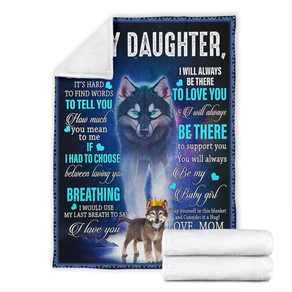 Custom Blanket Wolf To My Daughter-Best Gift For Daughter-Sherpa Blanket TN