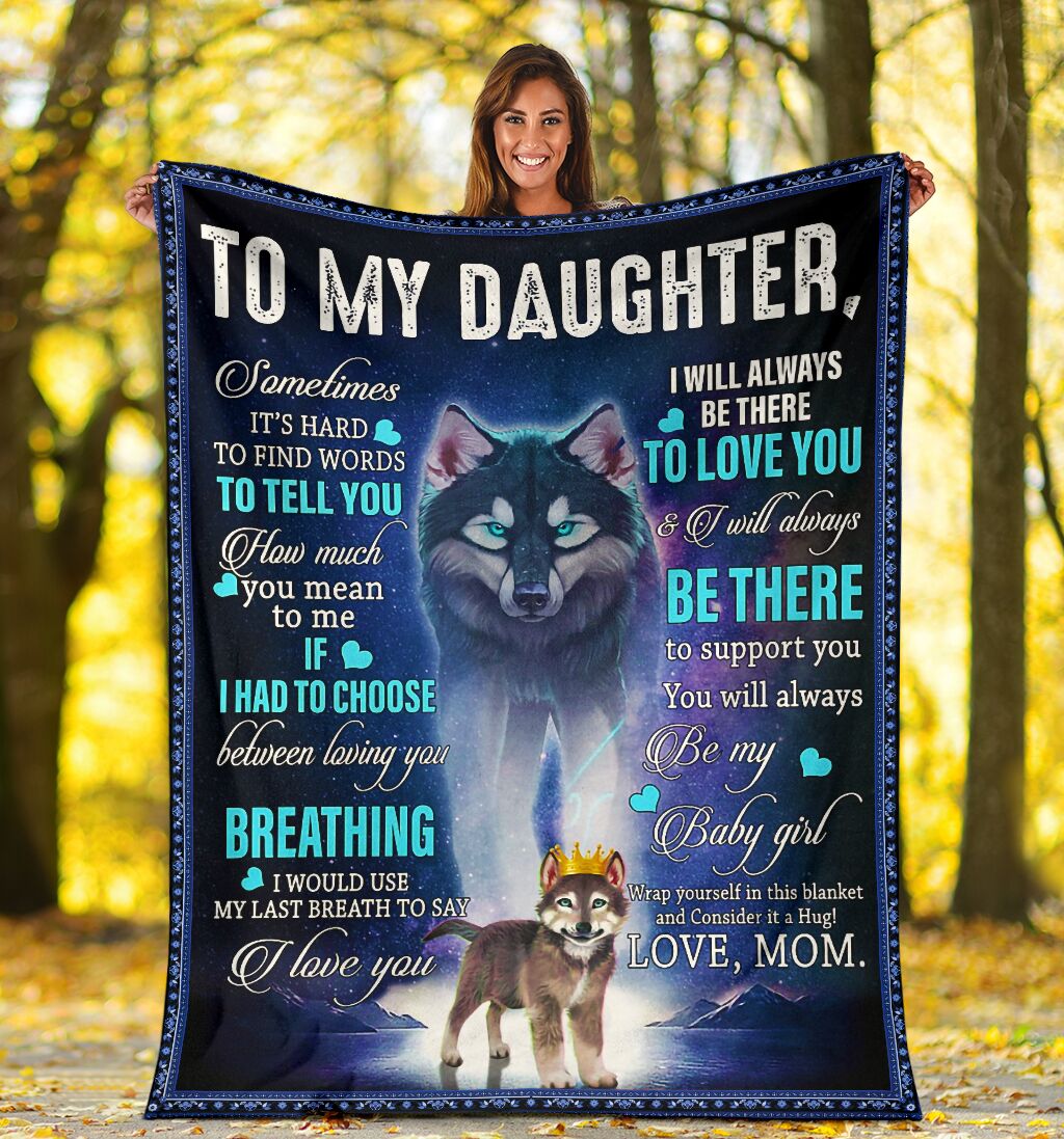 Custom Blanket Wolf To My Daughter-Best Gift For Daughter-Sherpa Blanket TN