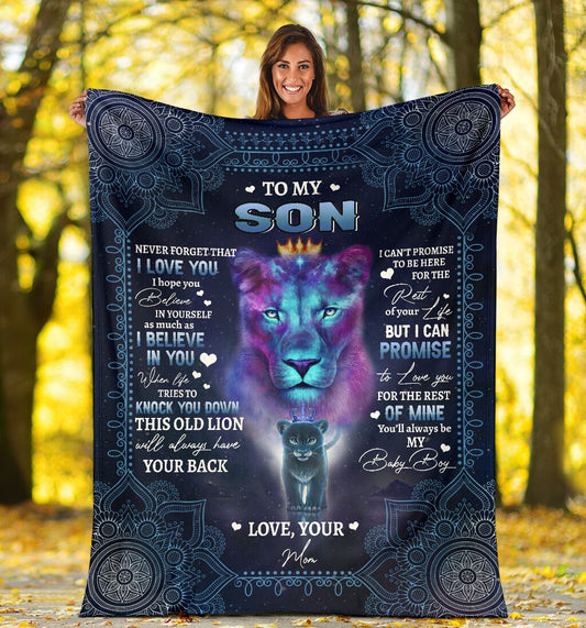 Custom Blanket Lion To My Son-Best Gift For Son-Sherpa Blanket TA