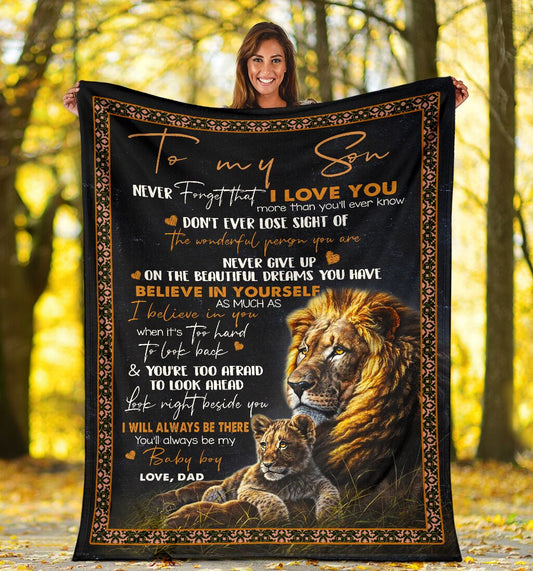 Custom Blanket Lion To My Son-Best Gift For Son-Sherpa Blanket TA