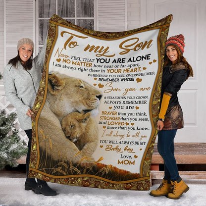 Custom Blanket Lion To My Son-Best Gift For Son-Sherpa Blanket TA