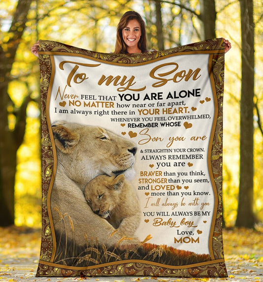 Custom Blanket Lion To My Son-Best Gift For Son-Sherpa Blanket TA
