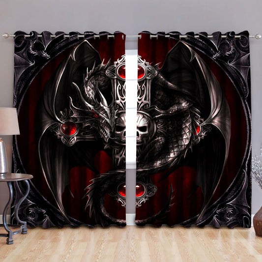 Skull Dragon Art Blackout Thermal Grommet Window Curtains HAC170406-NM-52'' x 63''-Vibe Cosy™