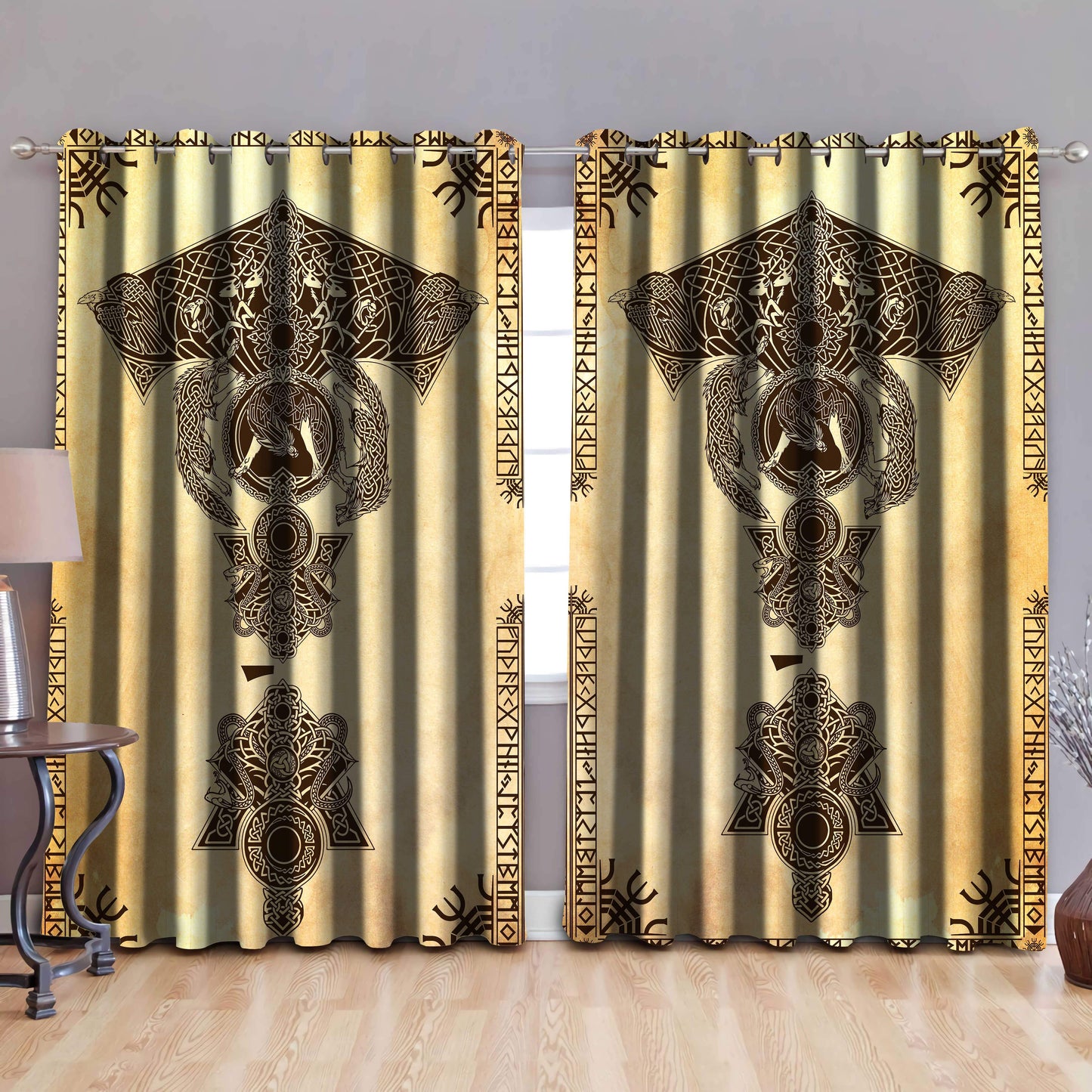 Viking Tattoo Ve2 Blackout Thermal Grommet Window Curtains