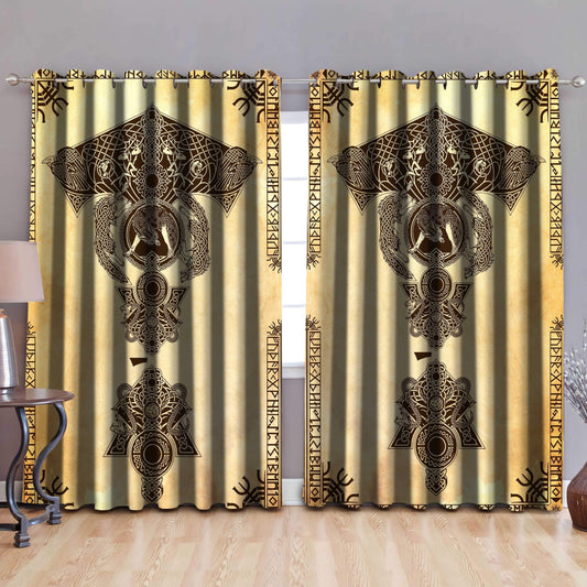 Viking Tattoo Ve2 Blackout Thermal Grommet Window Curtains