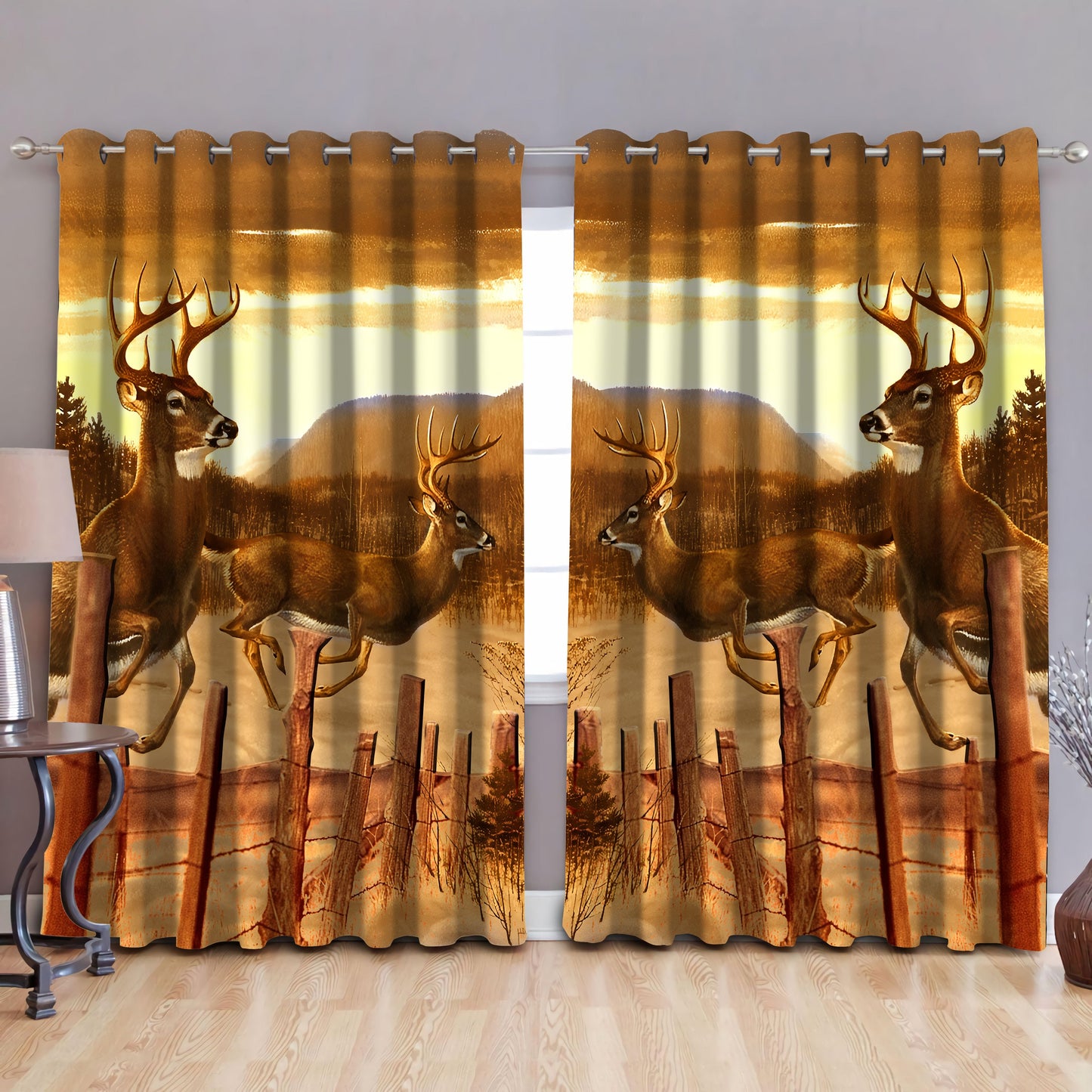 Deer Break Fence 3D Curtain MH2808201-LAM