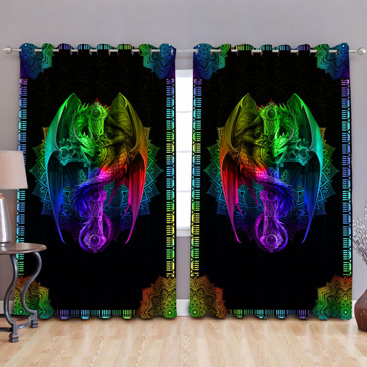 Mandala Dragon 3D Over Printed Window Curtain Set TA0820203