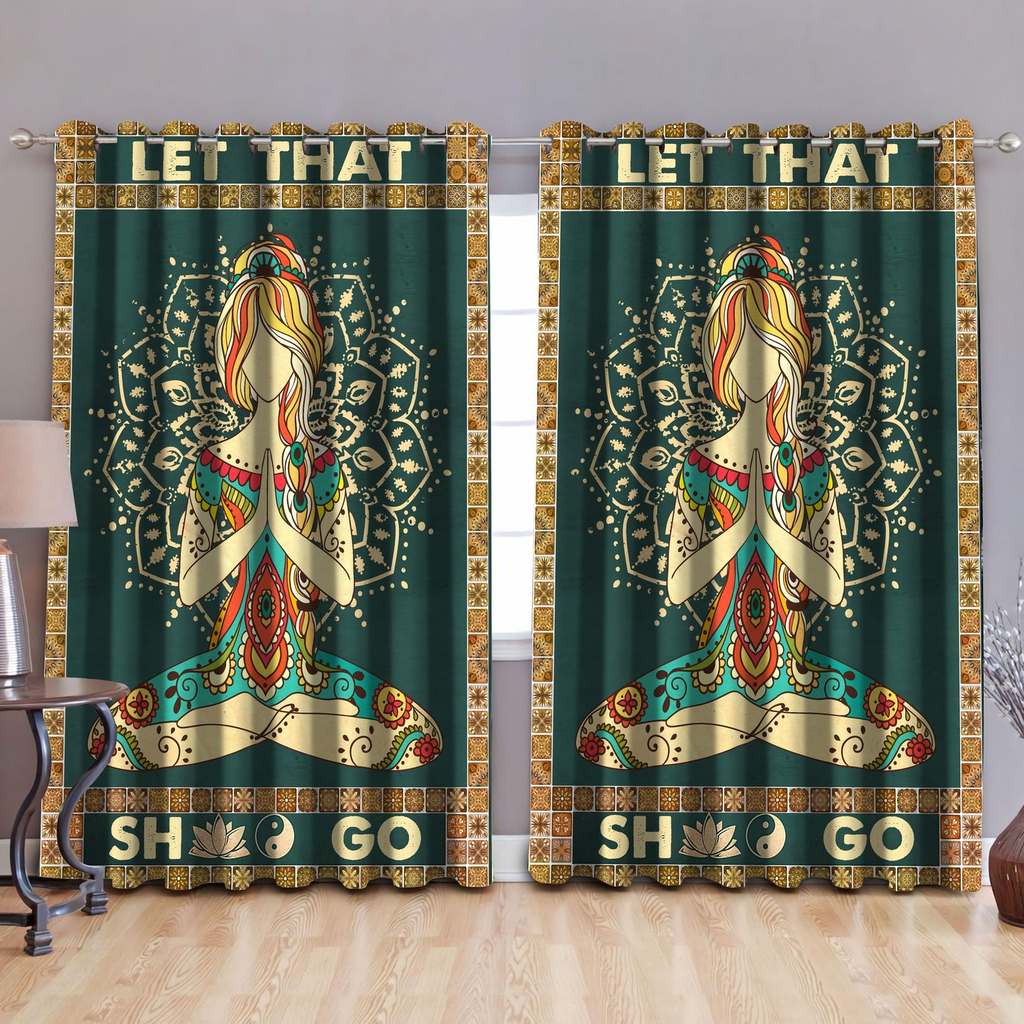 Let That Sh** Go - Yoga Blackout Thermal Grommet Window Curtains QB05272001-TA - Amaze Style™-Curtains