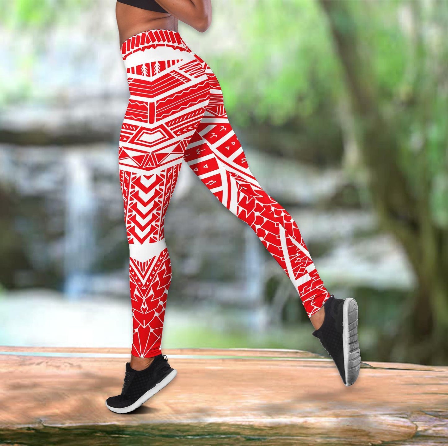 Polynesian Tonga Youthful Dynamic Style White Color Legging & Tank top-ML-Apparel-ML-S-No Tank-Vibe Cosy™