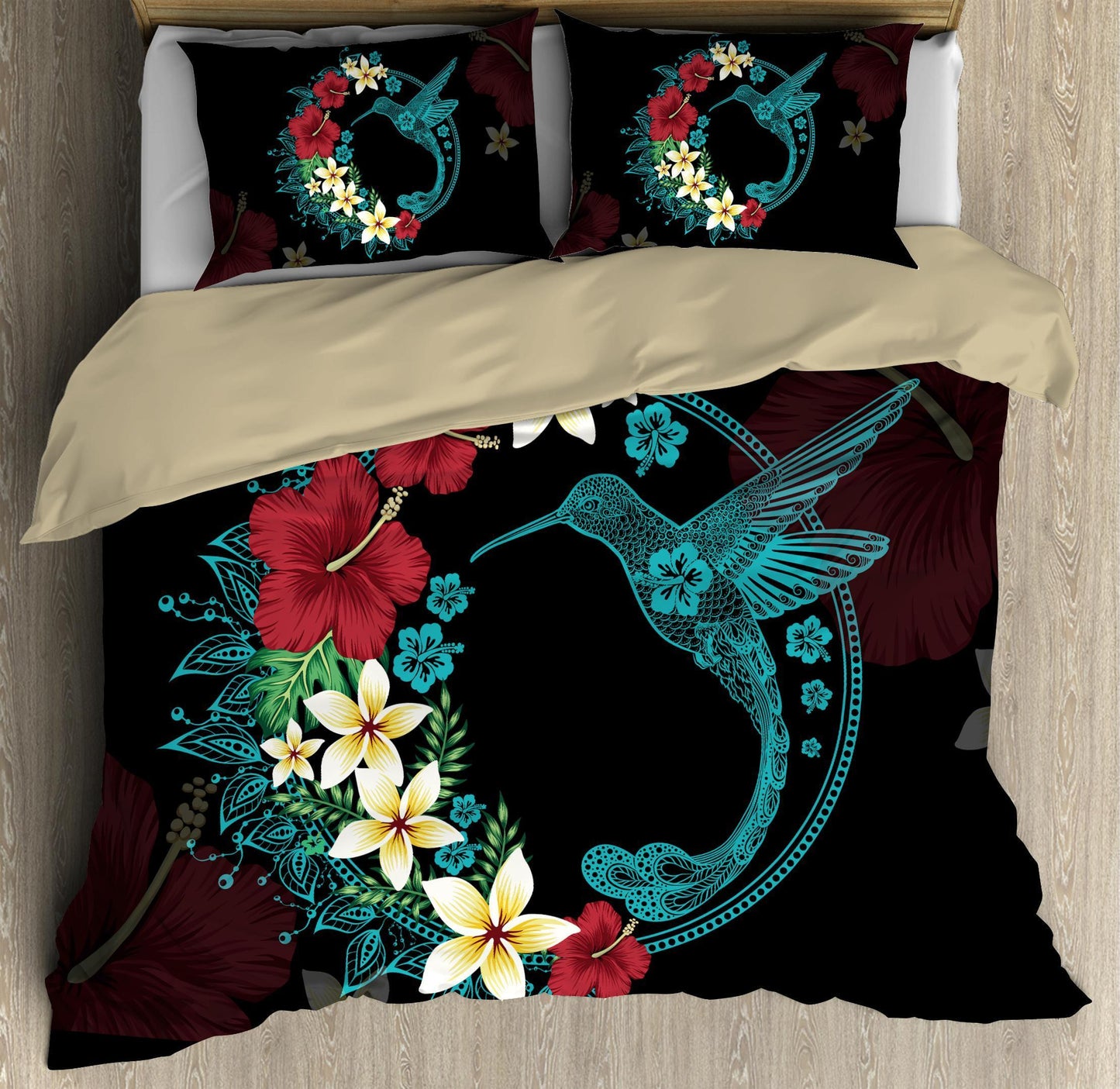 Hawaii Colorful Flower Hummingbird Bedding Set-ML NTN07292001
