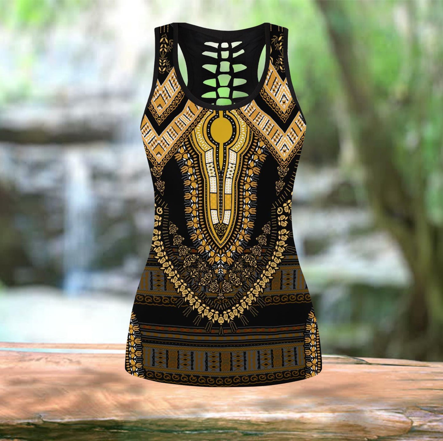 African Gold Pattern Legging & Tank top