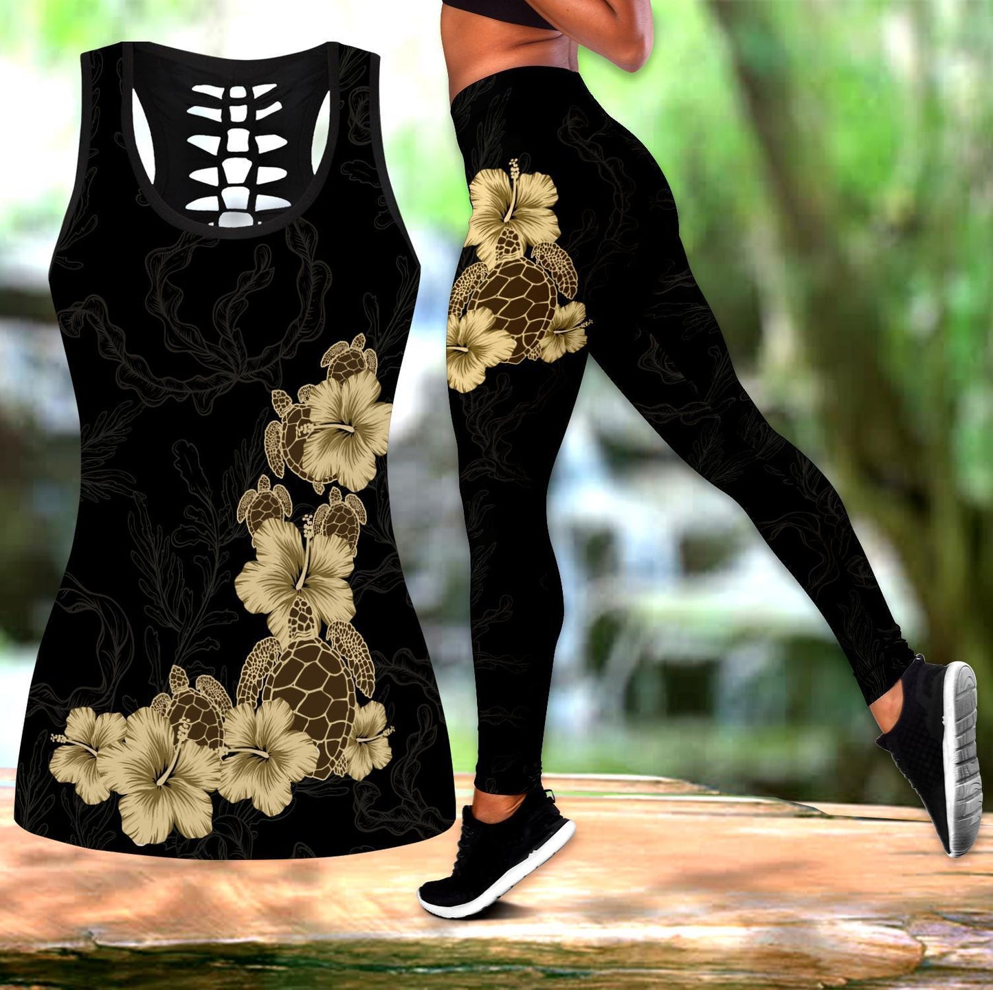 Polynesian Turtle Hibiscus Legging & Tank top ML