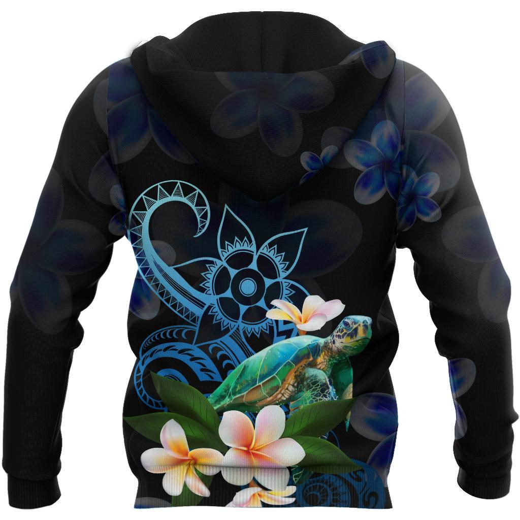 Amazing Polynesian Turtle With Plumeria Flowers Hoodie ML